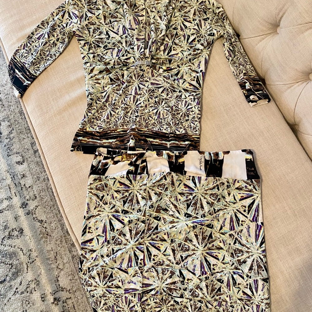 Roberto Cavalli top (s), skirt (L). NWOT. Gorgeous. Timeless. Super soft viscose